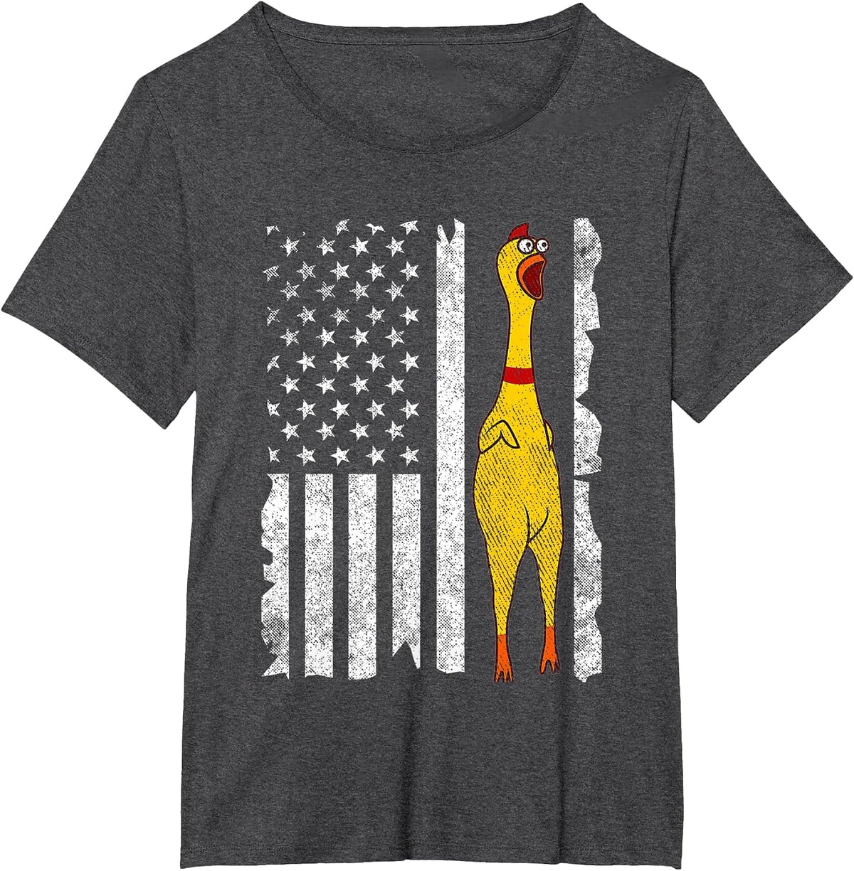 Funny Rubber Chicken Vintage American US Flag Men & Women T-Shirt - Dark Heather Grey