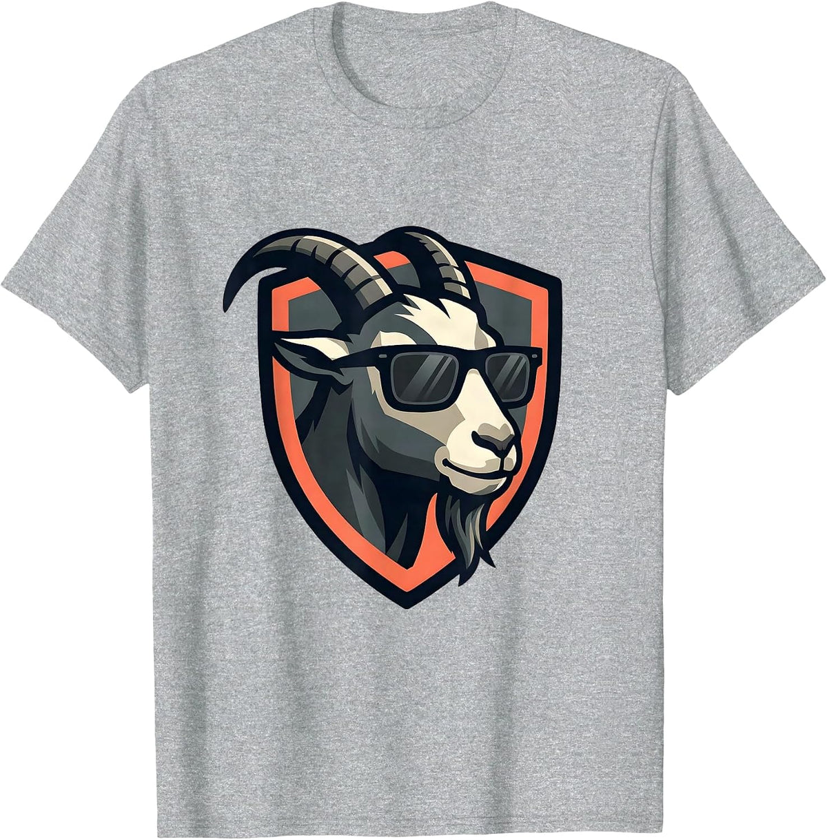 Men's Goat Sunglasses Shield Mascot Logo Novelty T-Shirt - Heather Grey