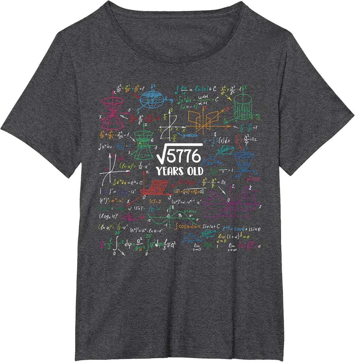 Square Root of 5776-76 Year Old Math Lovers 76th Birthday T-Shirt - Dark Heather Grey