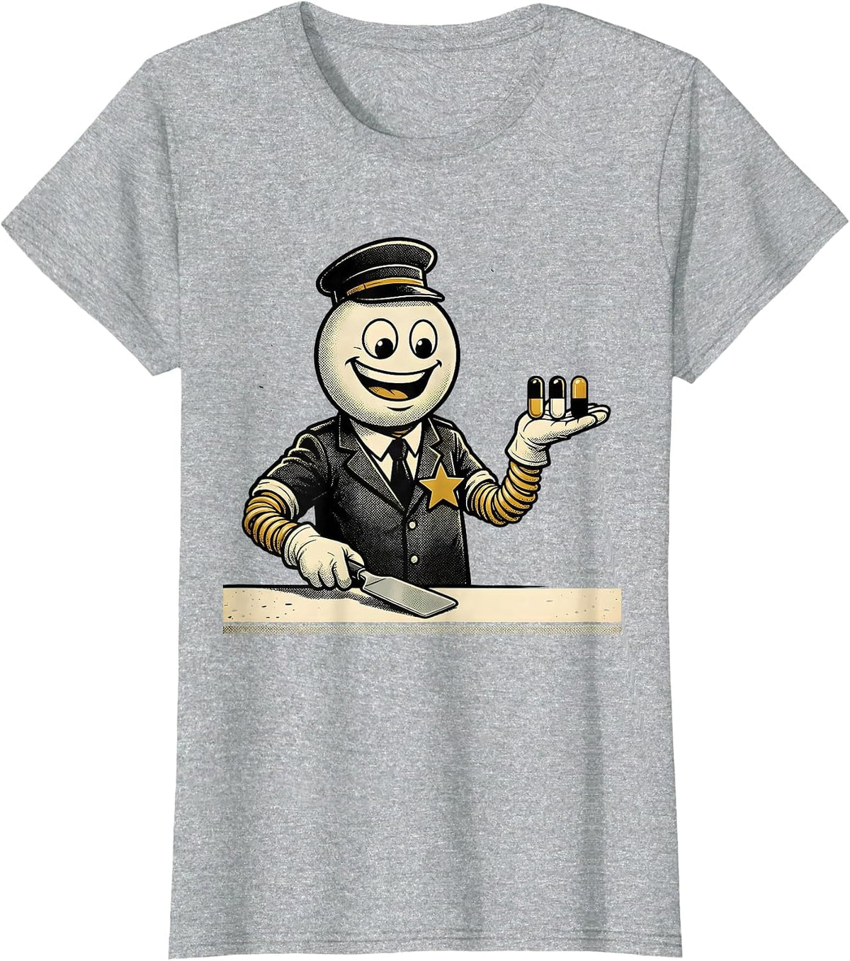 Women's Retro Cartoon Pharmacy Clerk Cute Pharmacy Tech Humor T-Shirt - Heather Grey