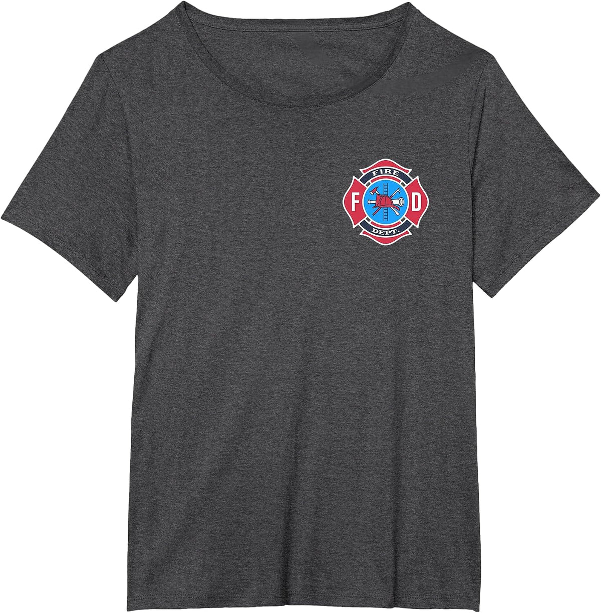 Fun Fireman Fire Department Logo Firefighter Costume T-Shirt - Dark Heather Grey