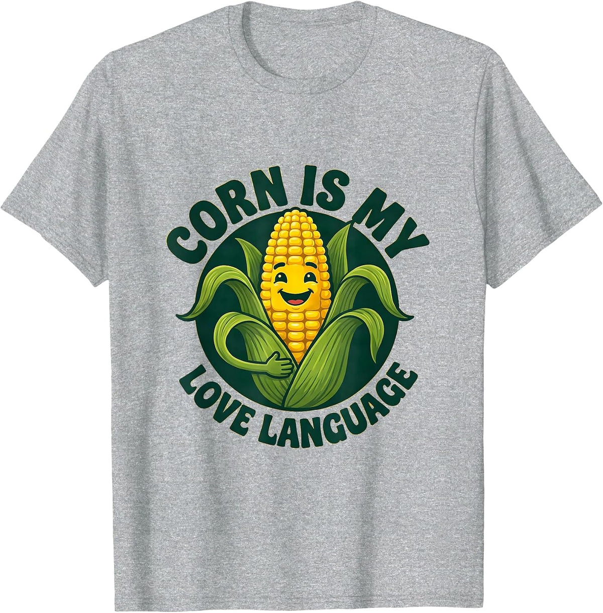 Men's Corn Is My Love Language Funny Corn Design T-Shirt - Heather Grey