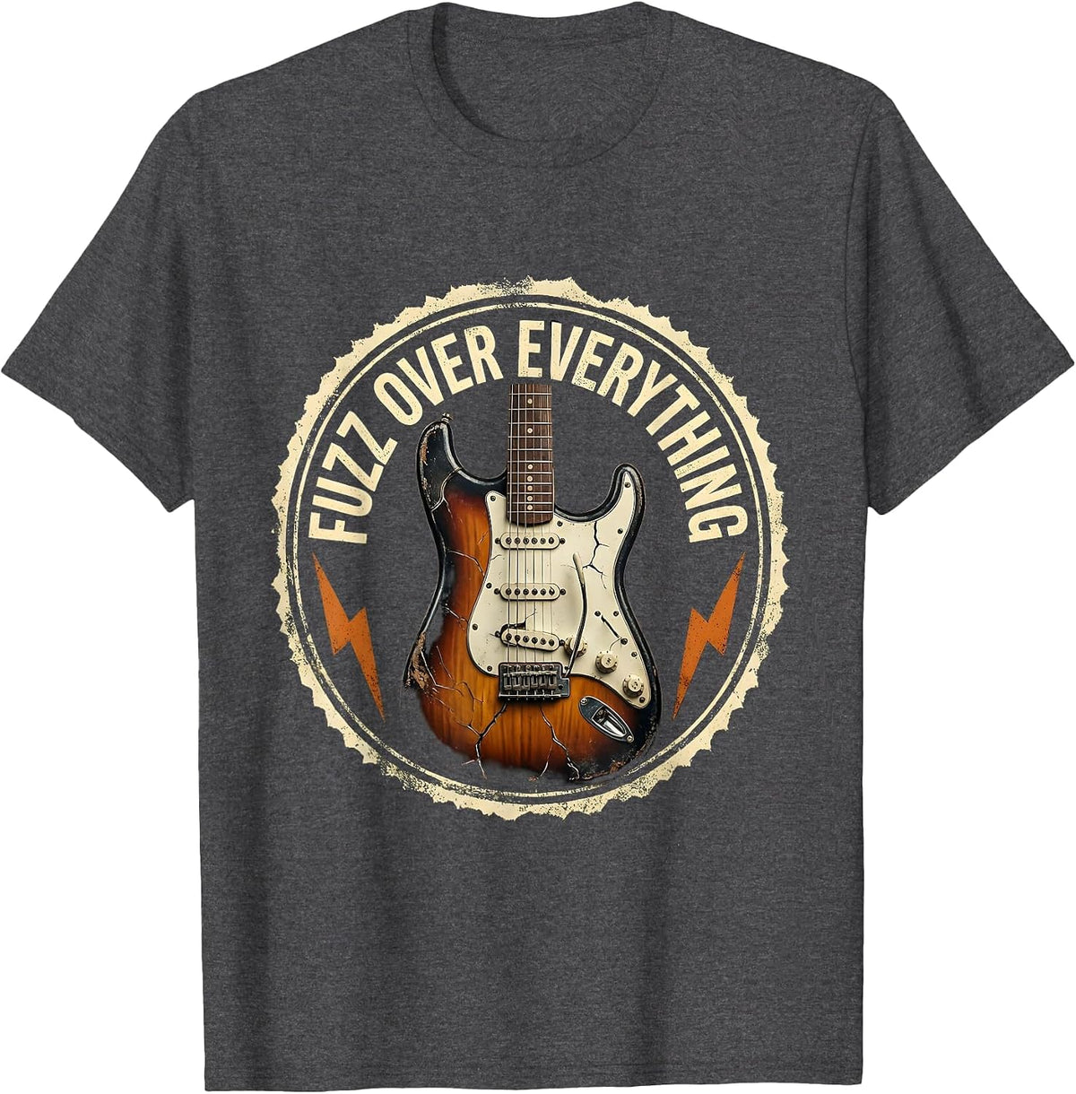 Fuzz Over Everything Grunge Music Design T-Shirt - Dark Heather Grey