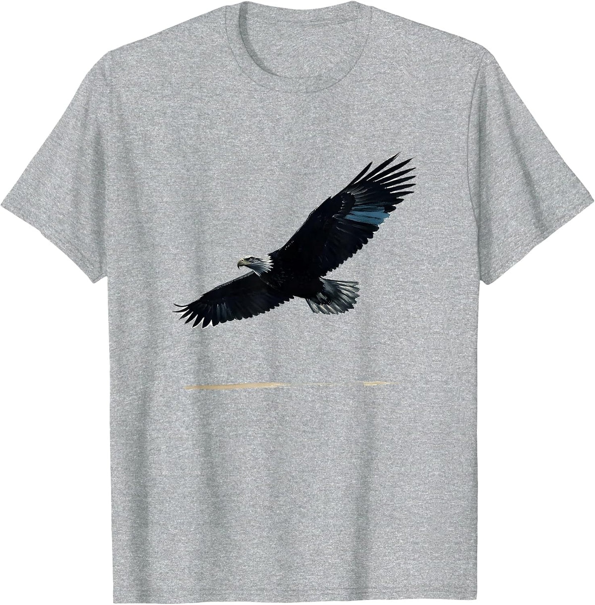 Men's Bald Eagle Silhouette Ink Brush Nature Lover T-Shirt - Heather Grey