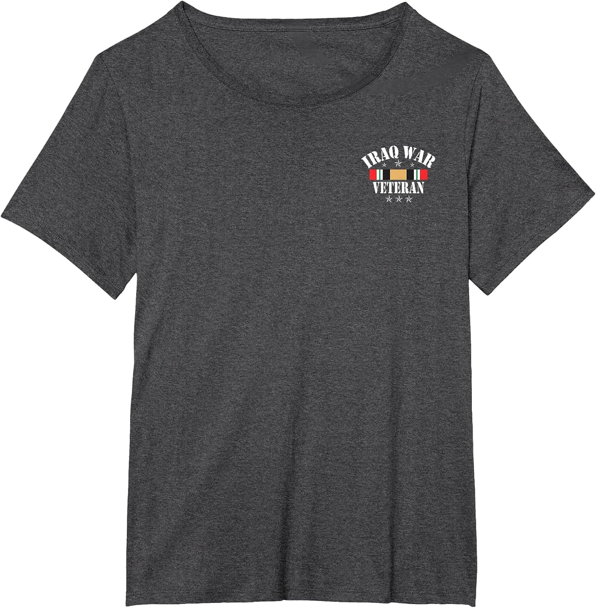 Iraq Veteran T-Shirt Iraq War Service Distressed Patriotic T-Shirt - Dark Heather Grey