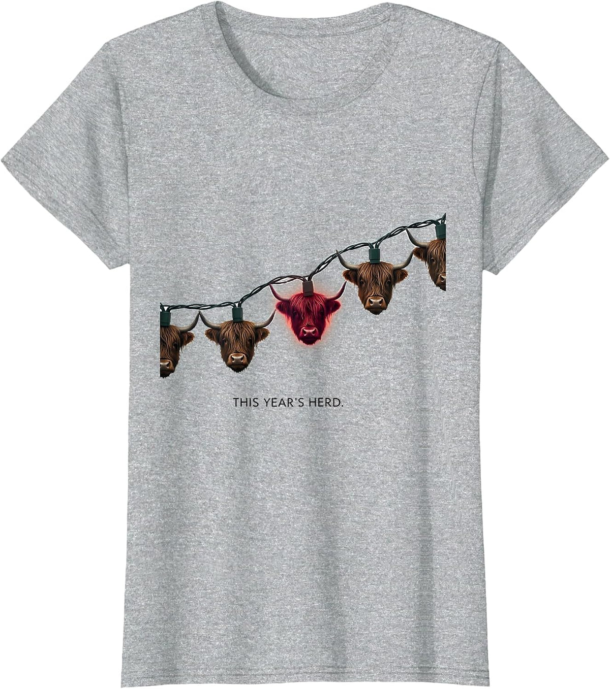 This Year's Herd Funny Highland Cow Christmas Farm Humor T-Shirt - Heather Grey