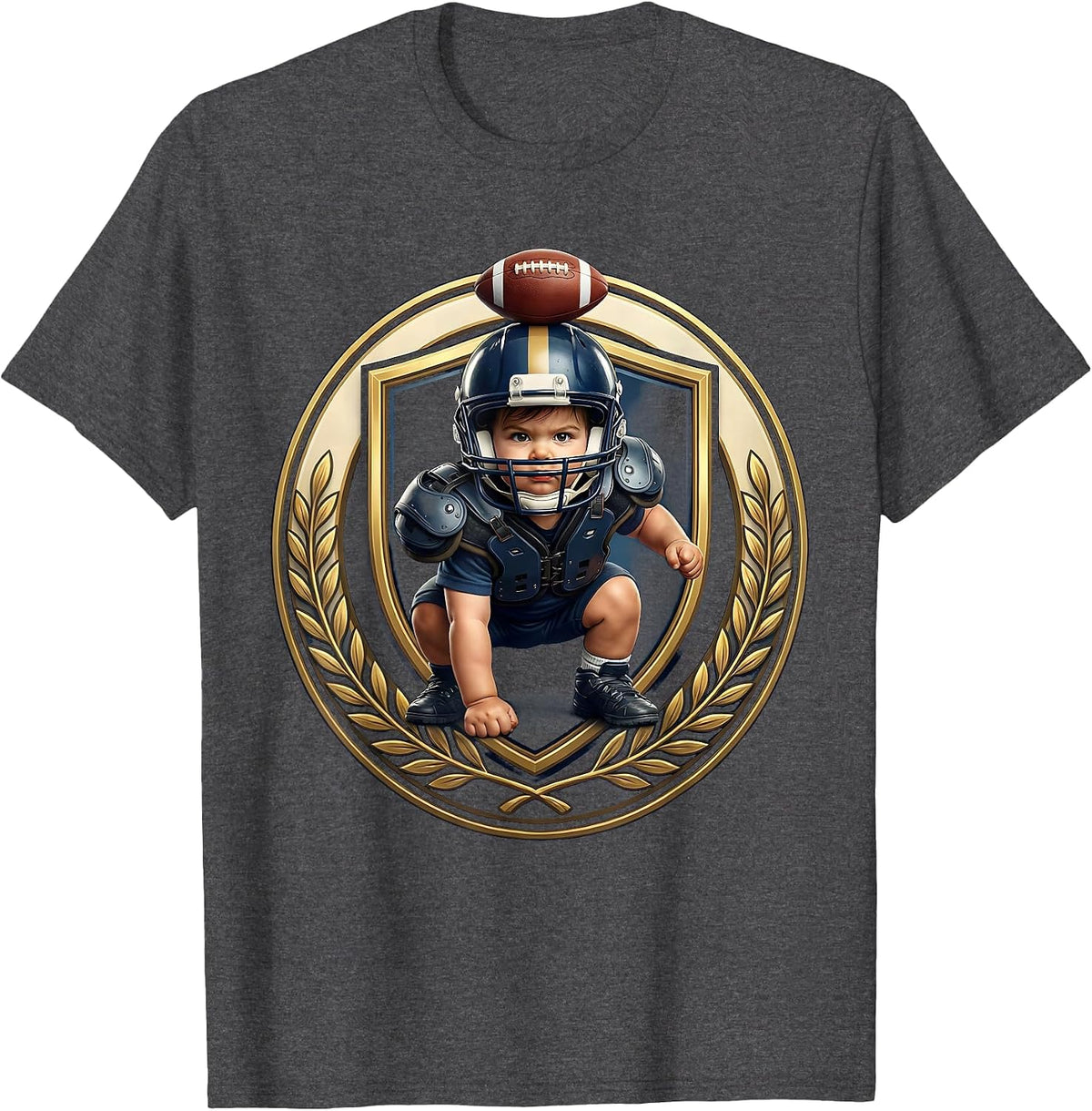 Toddler Lineman Three-Point Stance Football T-Shirt - Dark Heather Grey