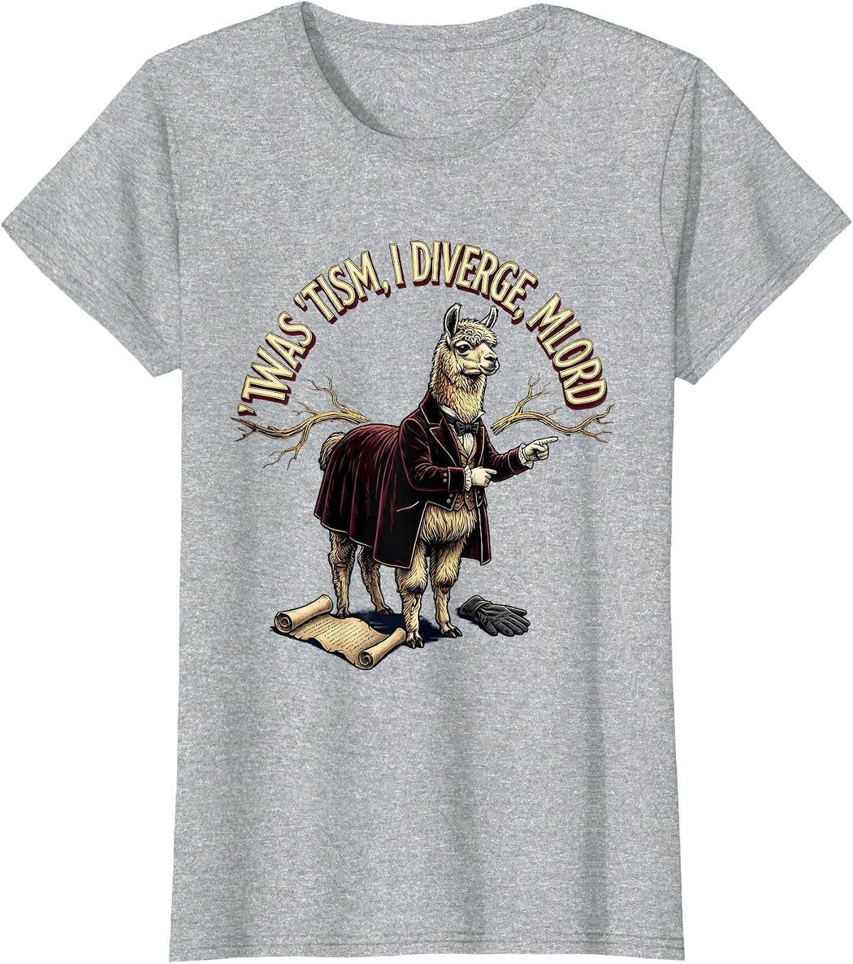 T'was 'Tism I Diverge M'Lord Funny Autism Meme Humor T-Shirt - Heather Grey