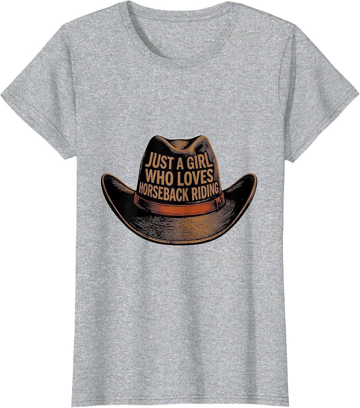 Just A Girl Who Loves Horseback Riding Western Cowgirl Rodeo T-Shirt - Heather Grey