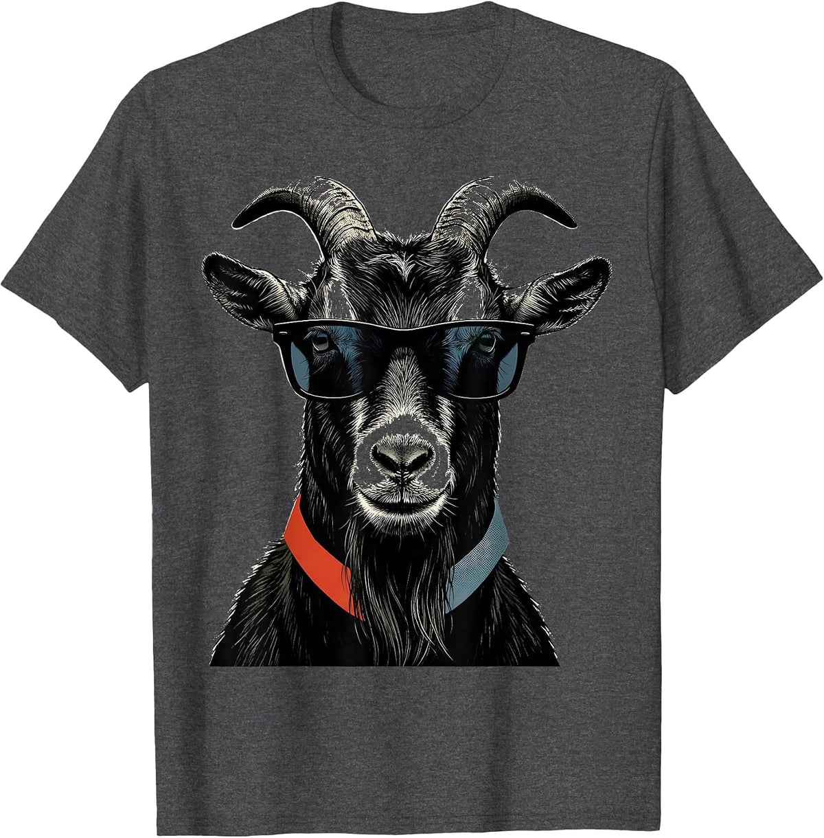 Goat with Sunglasses Cool Farm Animal Humor T-Shirt - Dark Heather Grey
