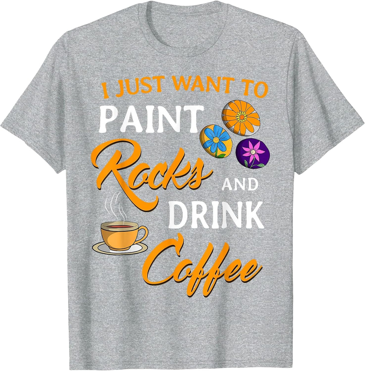 Rock Painting Cave Drawing Painter Parietal Art Coffee Lover T-Shirt - Heather Grey