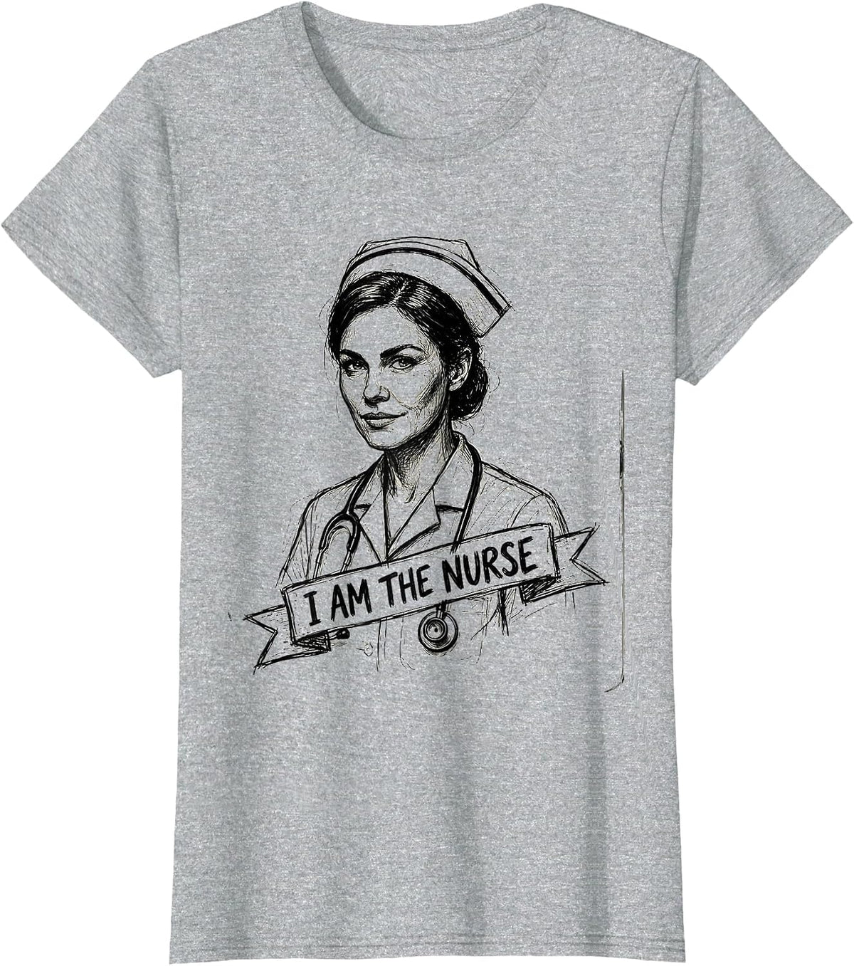I Am The Nurse Bold Graphic Design T-Shirt - Heather Grey