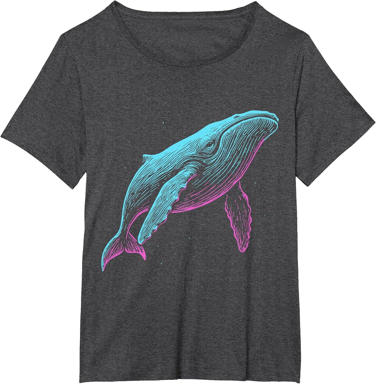 Blue Whale Illustration Colorful T-Shirt - Dark Heather Grey