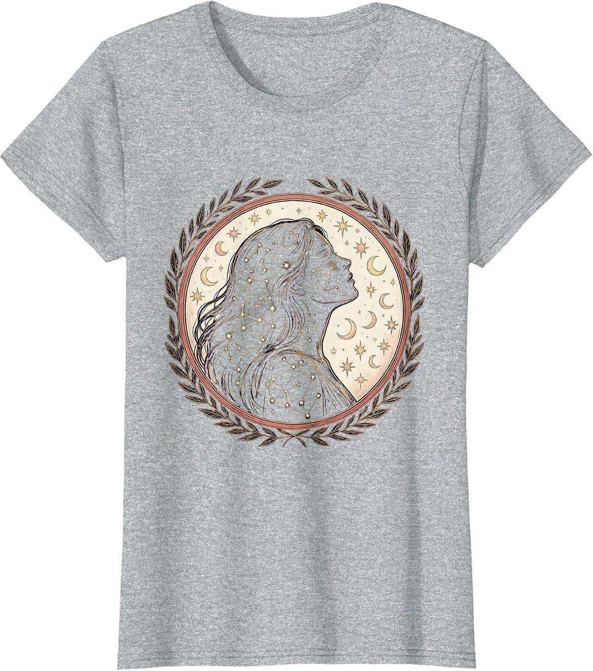 Women's Celestial Silhouette Star Map Freedom Design T-Shirt - Heather Grey