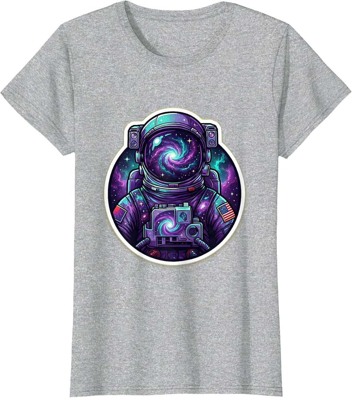 Women's Astronaut Suit Galaxy Pattern Cosmic Space Design T-Shirt - Heather Grey