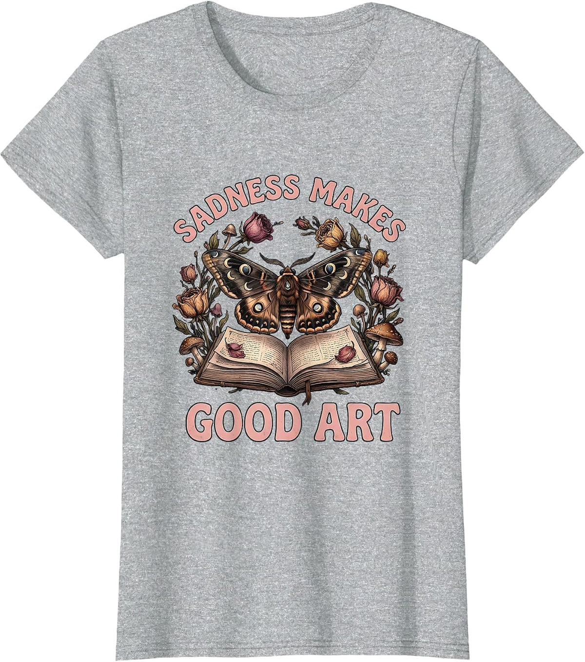 Sadness Makes Good Art Emo Quote Design T-Shirt - Heather Grey