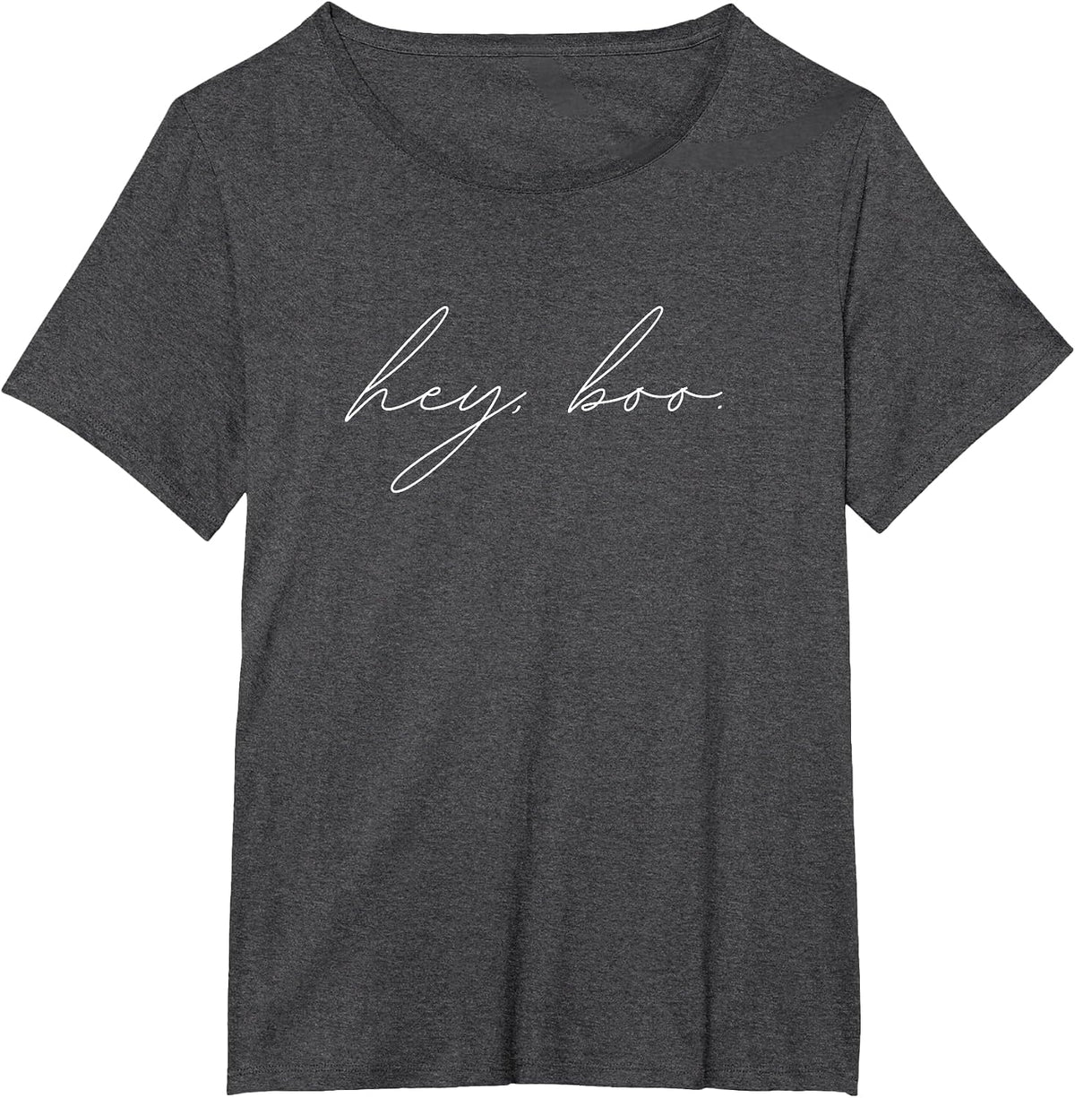 Hey Boo Halloween, Trendy Casual Loose Blouse T-Shirt - Dark Heather Grey