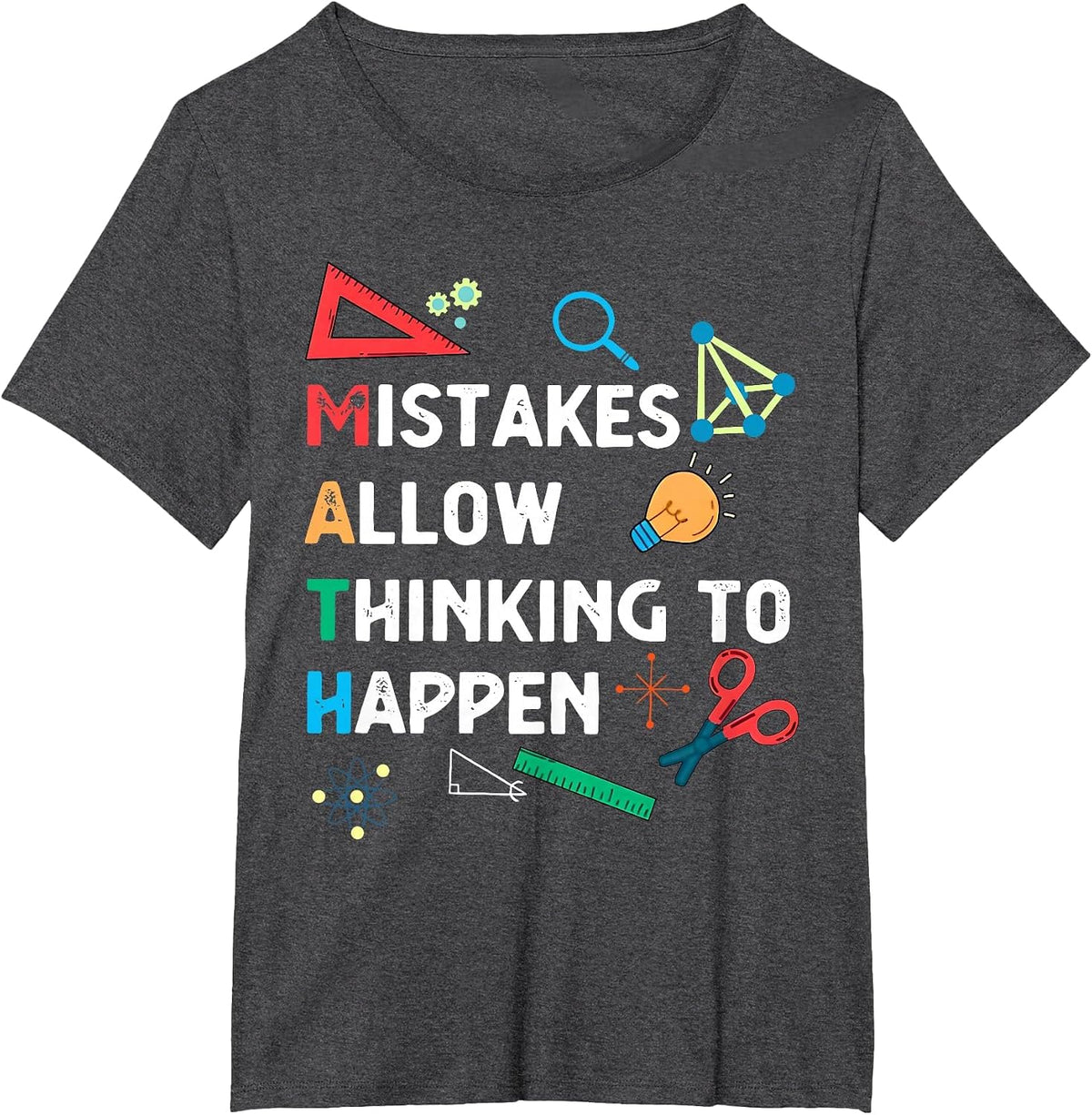 Retro Mistakes Allow Thinking to Happen Math Teacher Student T-Shirt - Dark Heather Grey