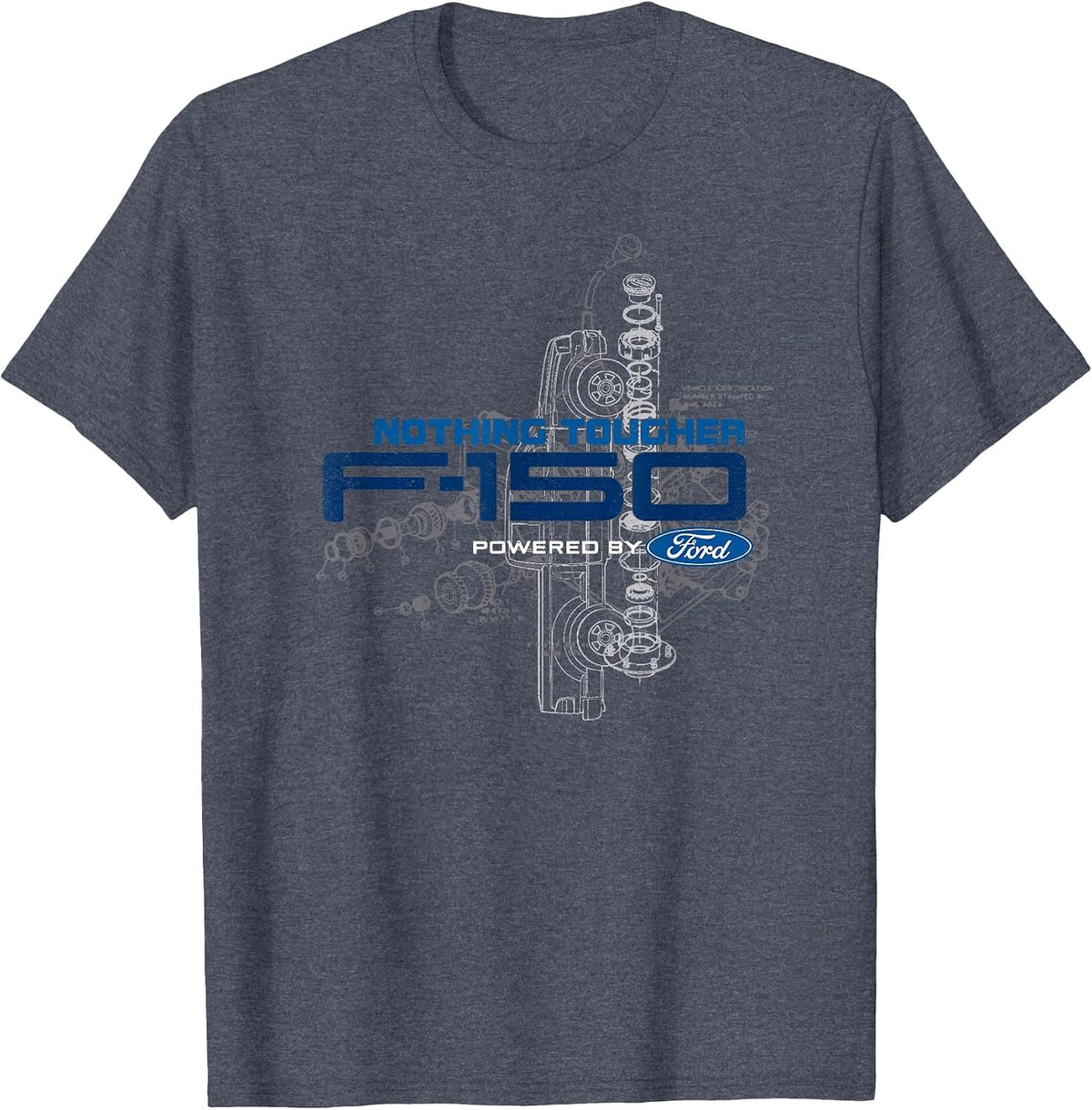 F-150 Engine Schematic T-Shirt - Heather Blue