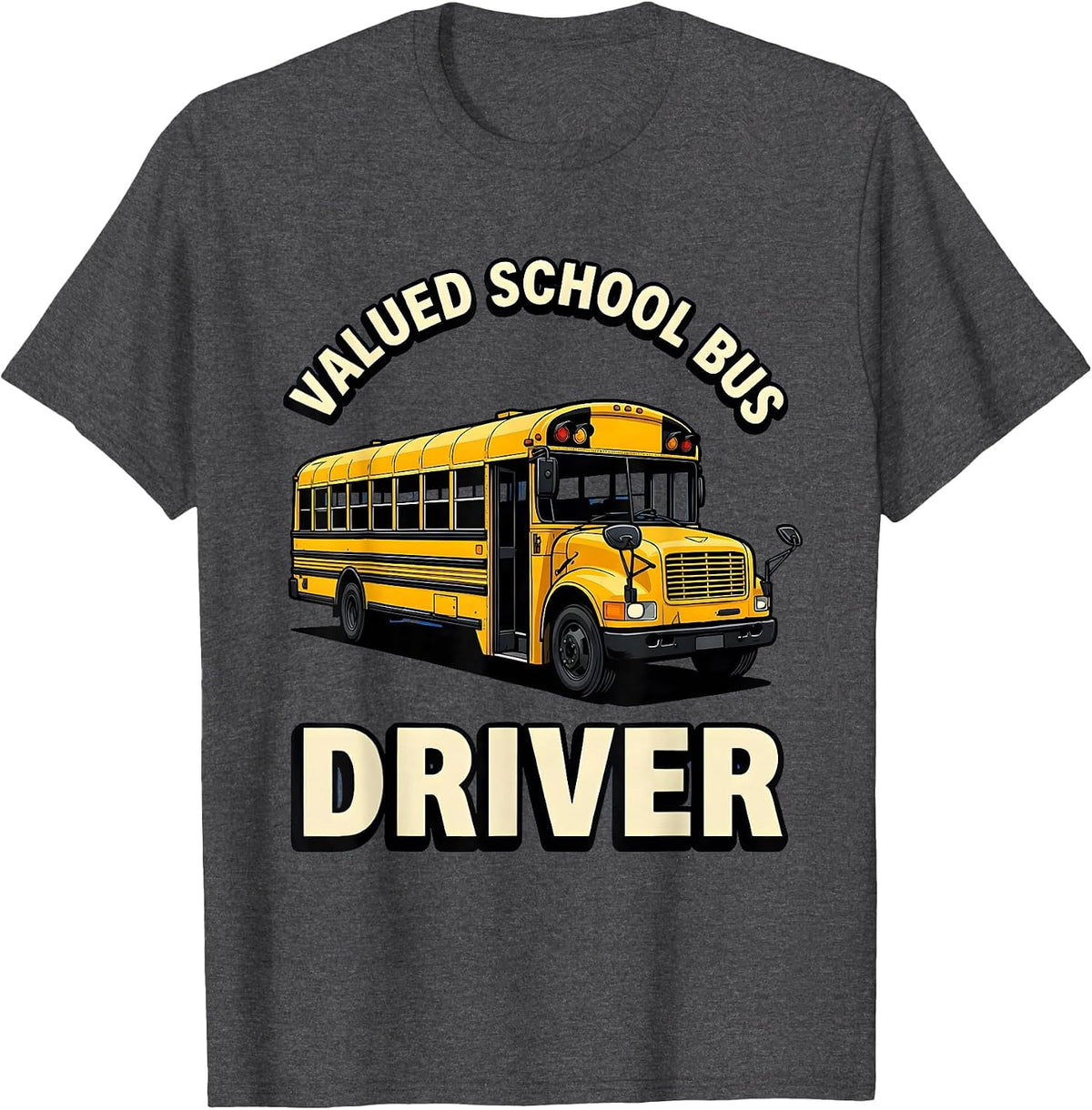 Men's Valued School Bus Driver Cartoon Bus Driver Appreciation T-Shirt - Dark Heather Grey