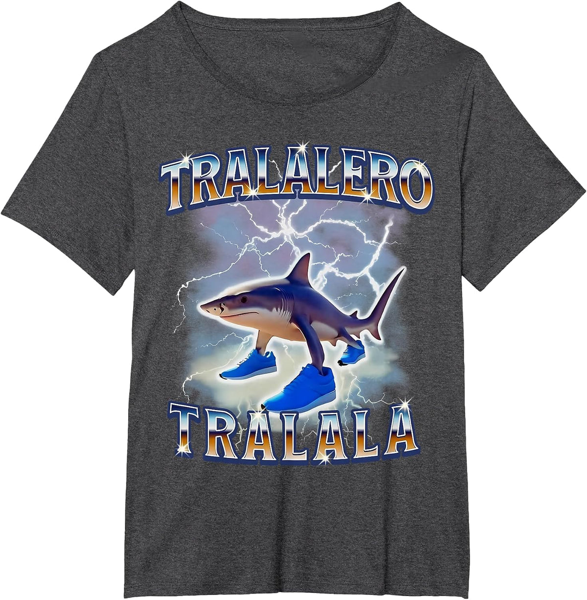 Tralalero Tralala Funny Shark Meme Bootleg T-Shirt - Dark Heather Grey