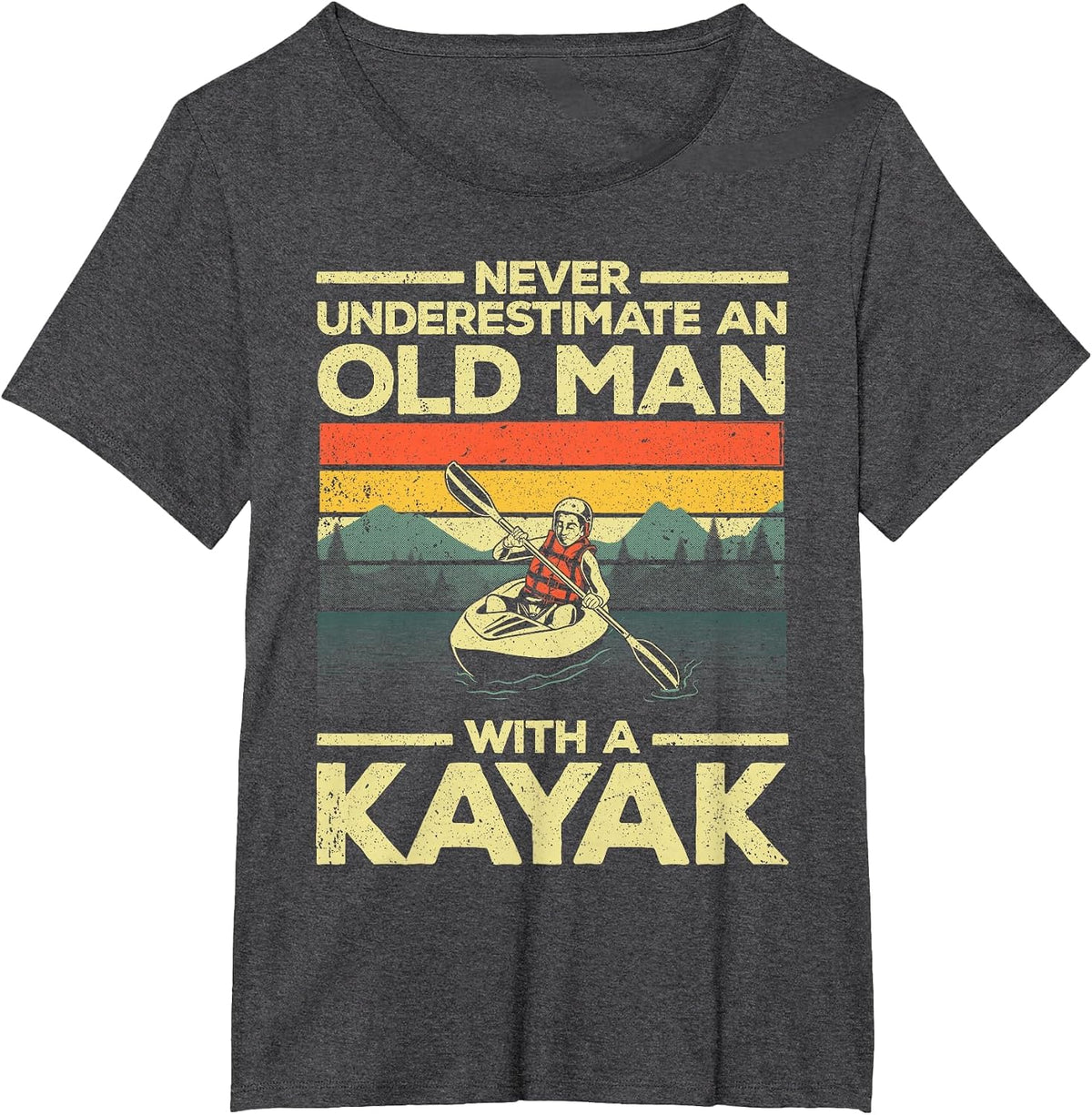 Funny Kayaking Design for Men Grandpa Kayaker Kayak Lovers T-Shirt - Dark Heather Grey