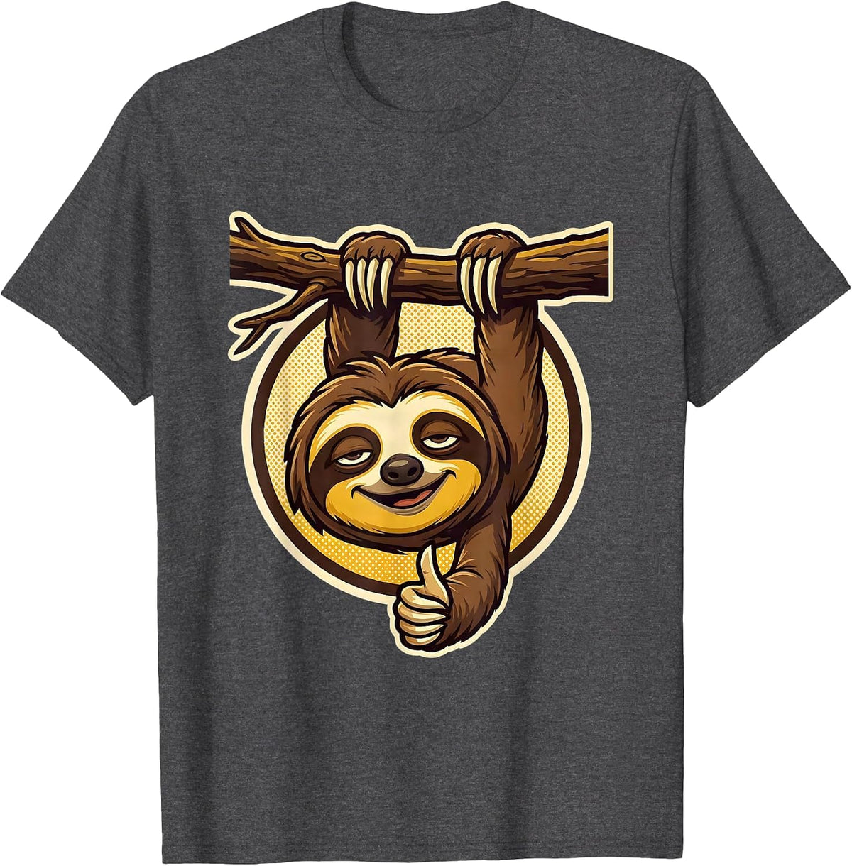 Men's Chill Sloth Hanging from Branch Illustration T-Shirt - Dark Heather Grey