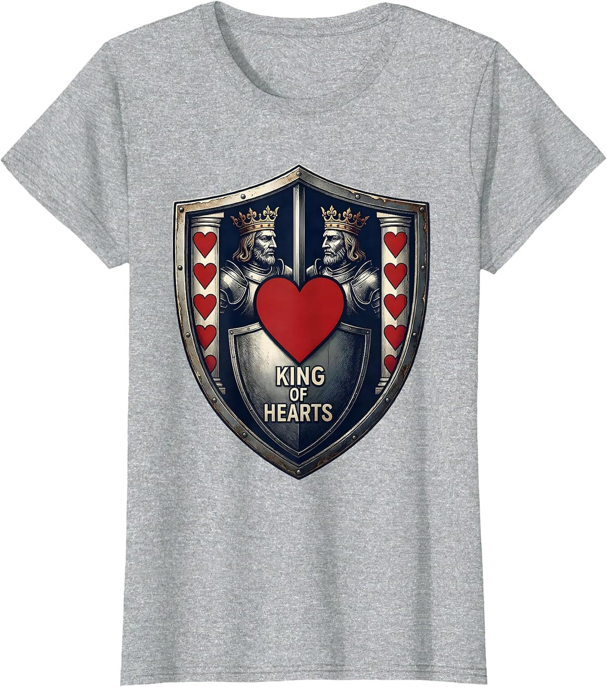 Women's King of Hearts Emblem Poker Player Casino Night Costume T-Shirt - Heather Grey