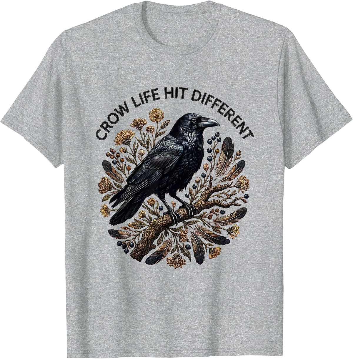 Men's Crow Life Hit Different F Awk F Crow Design T-Shirt - Heather Grey