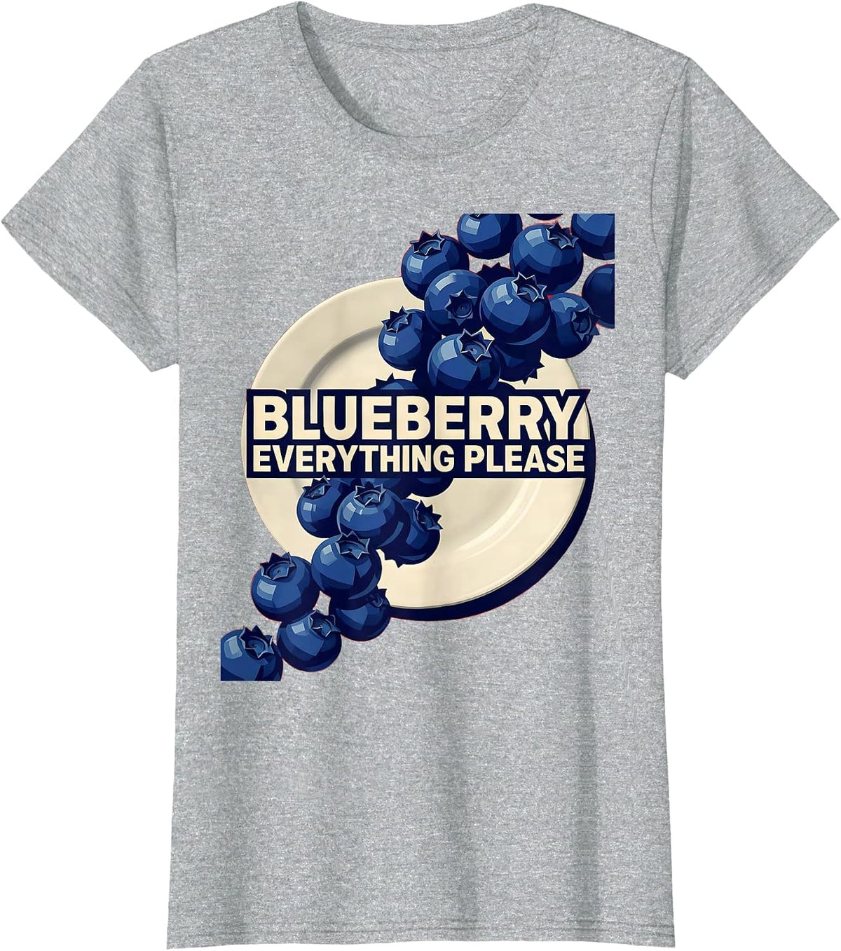 Women's Red White and Blueberries Patriotic Fruit Design T-Shirt - Heather Grey