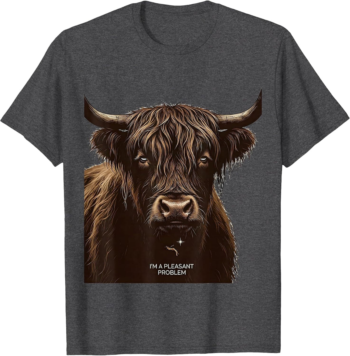 I'm A Pleasant Problem Funny Highland Cow Novelty Animal T-Shirt - Dark Heather Grey