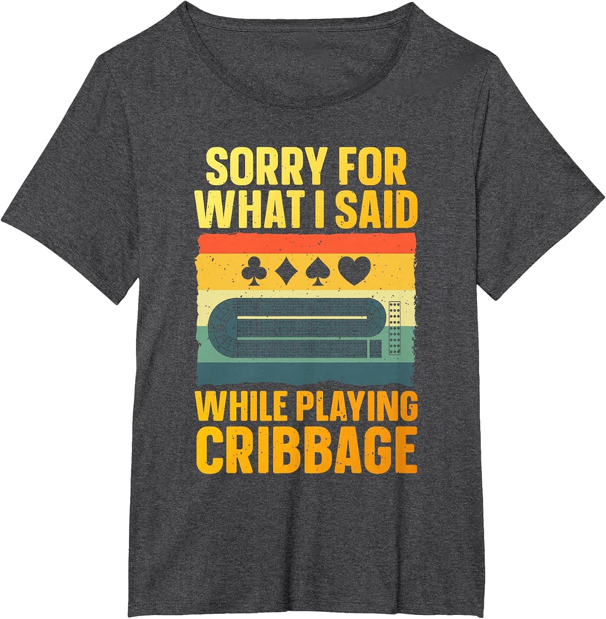 Funny Cribbage Art for Men Women Card Game Cribbage Player T-Shirt - Dark Heather Grey