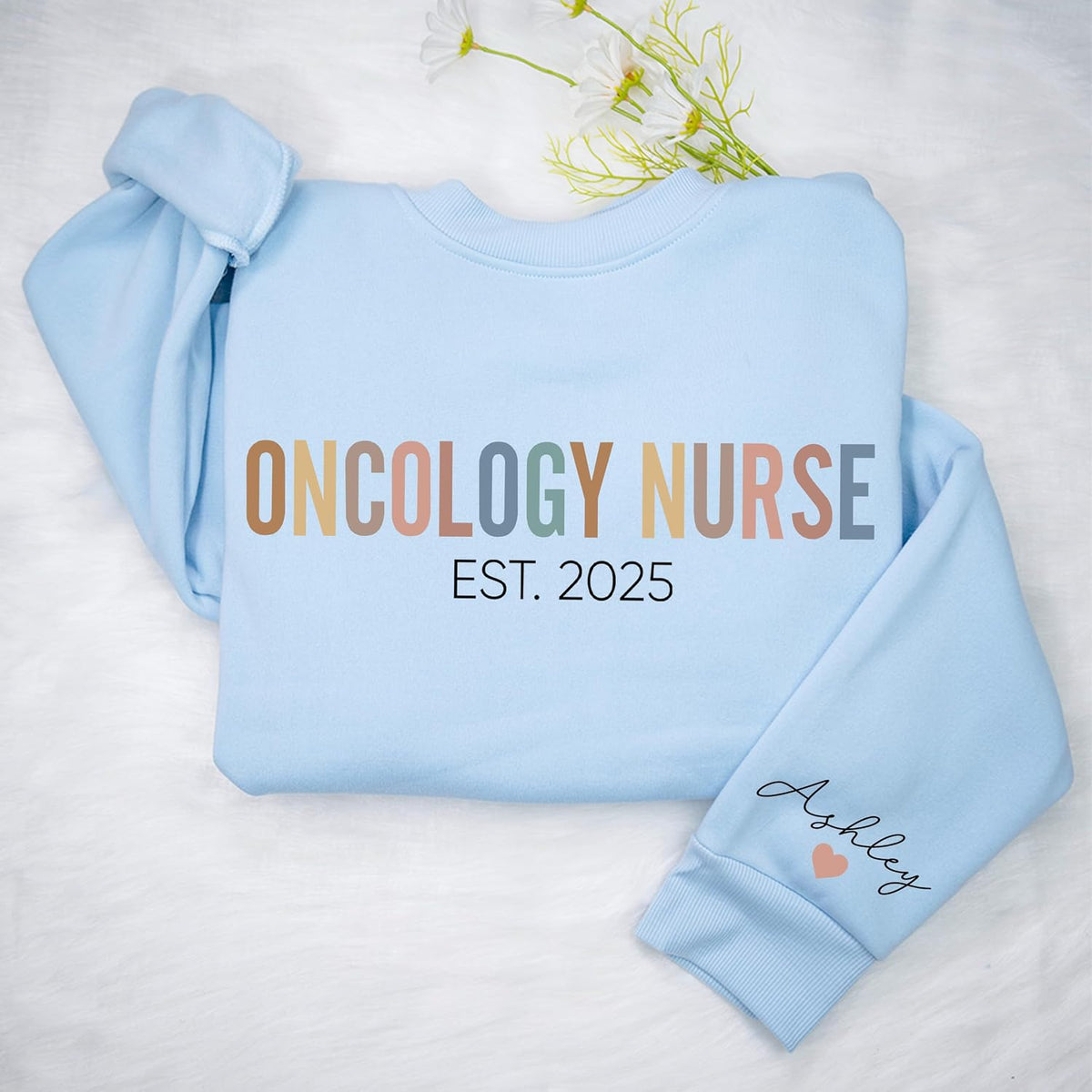 Personalized Oncology Nurse Sweatshirt, Custom Cancer Care RN Shirt, Oncology Department Gift, Gift for Healthcare Worker -