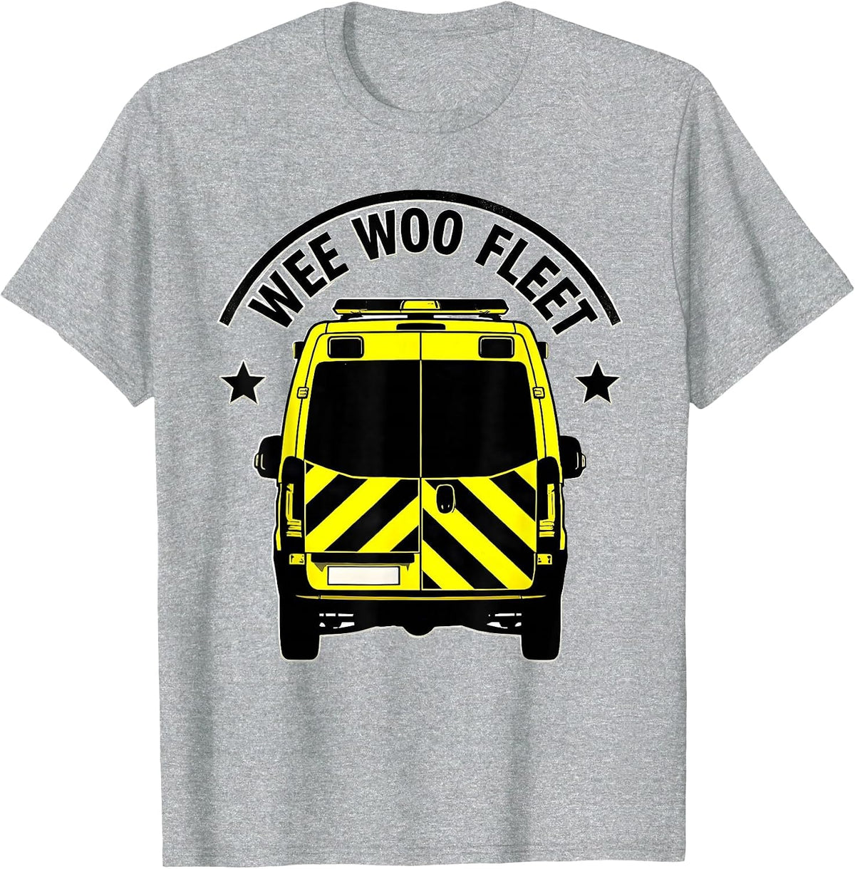 Men's Wee Woo Fleet Stencil EMS Paramedic EMT Gag Humor T-Shirt - Heather Grey