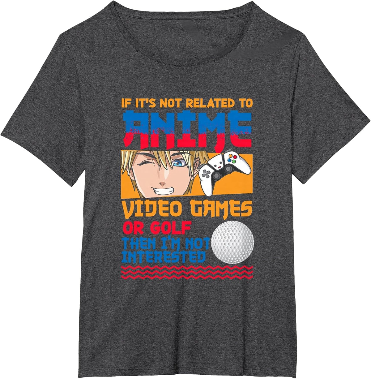 Anime Video Games Golf Japanese Japan Anime Gamer Otaku T-Shirt - Dark Heather Grey