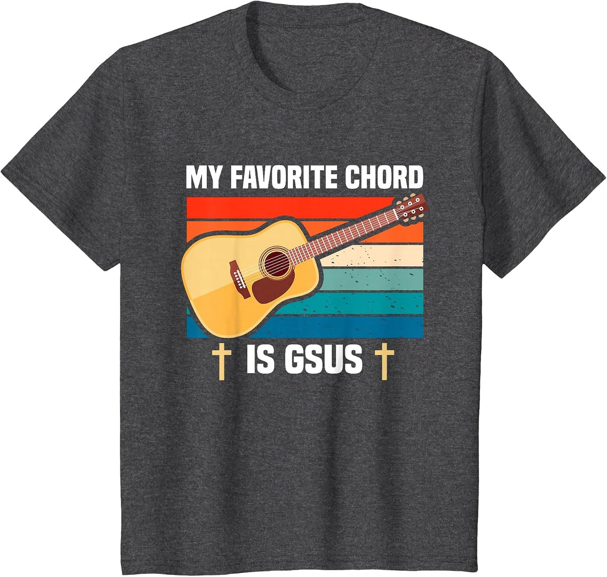 Guitar Player Playing in a Band Guitarist T-Shirt - Dark Heather Grey