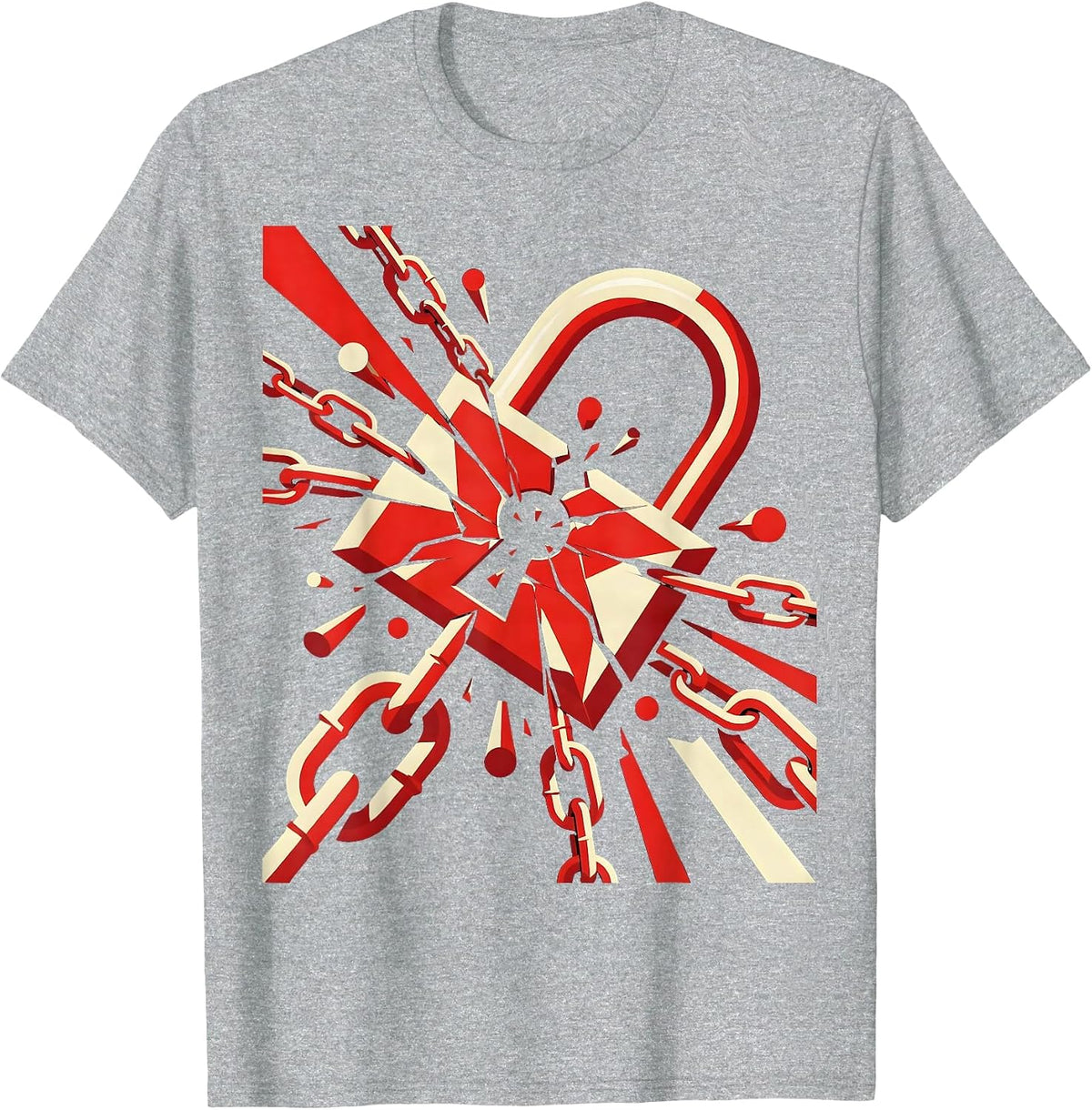 Men's Broken Padlock Rusted Chain Freedom Graphic T-Shirt - Heather Grey