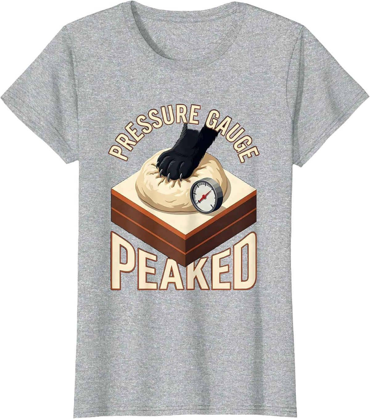 Women's Pressure Gauge Peaked Funny Black Cat Bakery Pet Lover Humor T-Shirt - Heather Grey