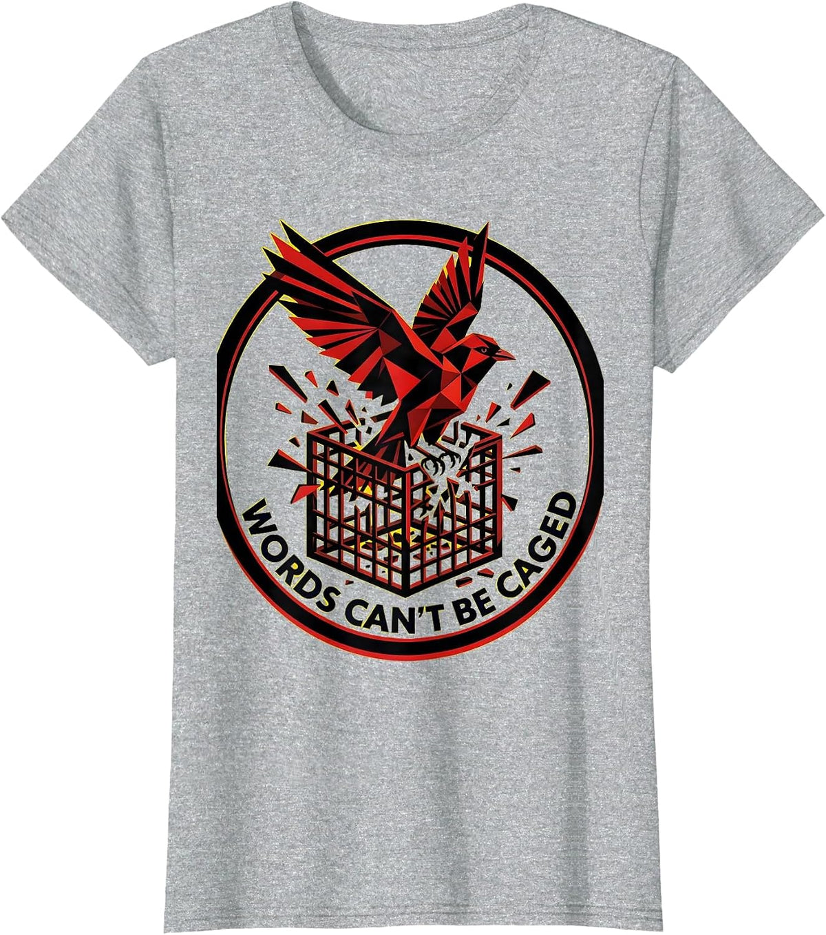 Words Can't Be Caged Free Speech Design T-Shirt - Heather Grey