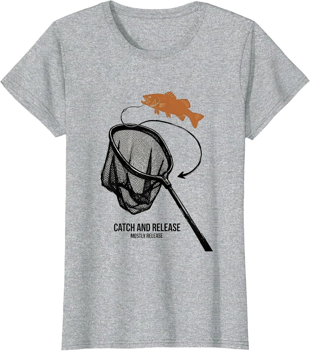 Catch And Release Mostly Release Funny Fishing Dad Humor T-Shirt - Heather Grey