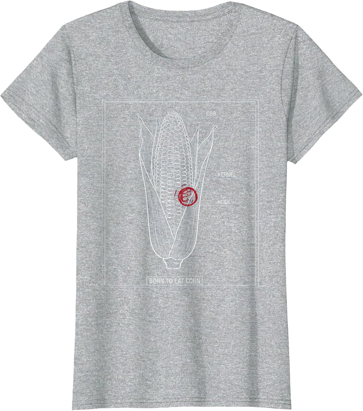 Born to Eat Corn Funny Corn Lover Design T-Shirt - Heather Grey