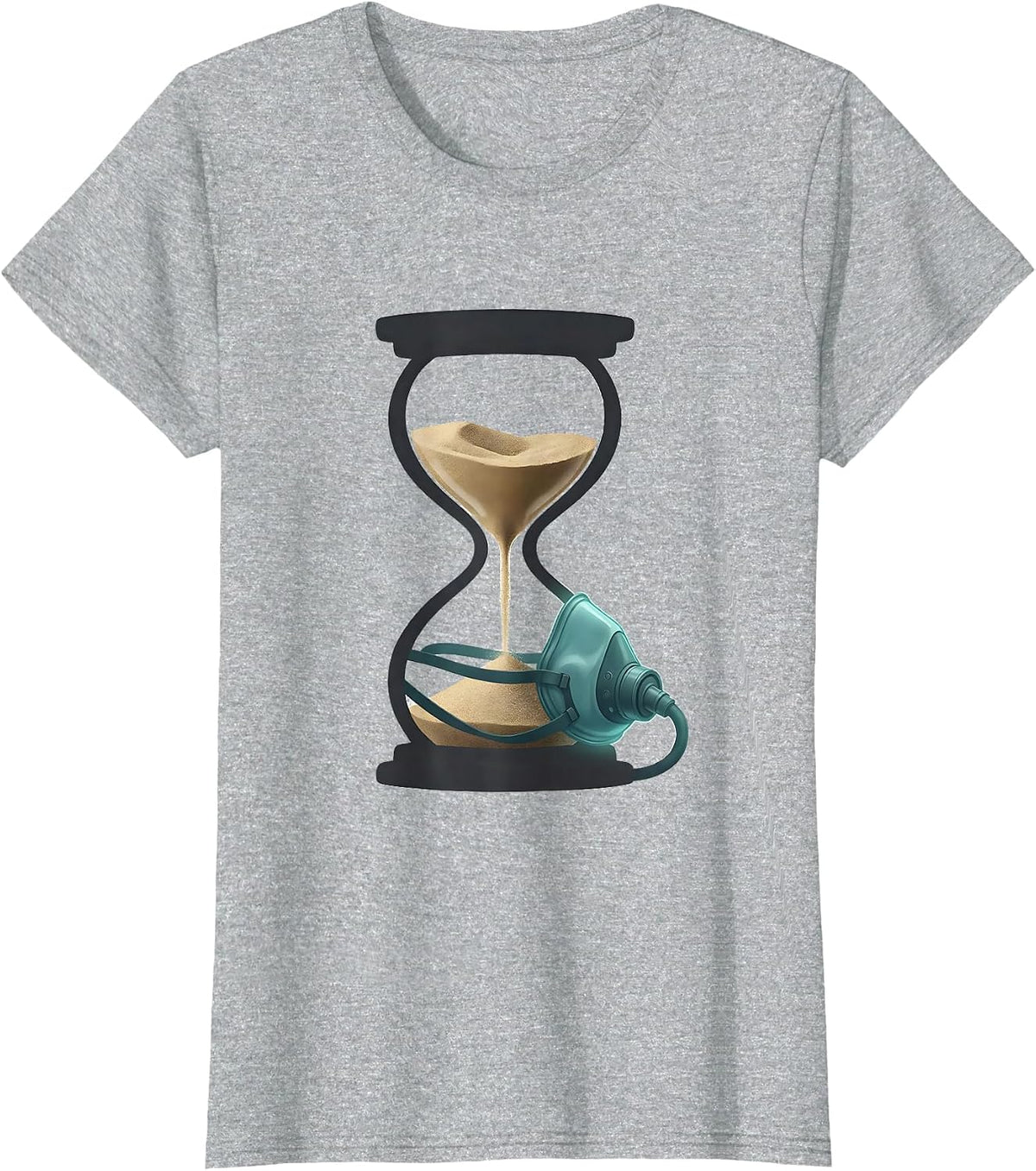 Hourglass Oxygen Mask EMT Paramedic Workplace Humor T-Shirt - Heather Grey