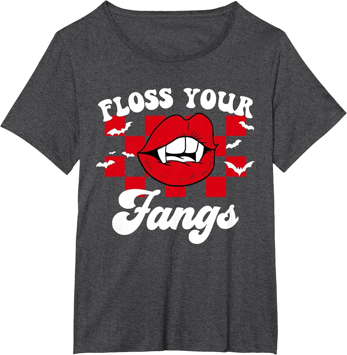 Floss Your Fangs Dental Hygienist Assistant Tech Halloween T-Shirt - Dark Heather Grey