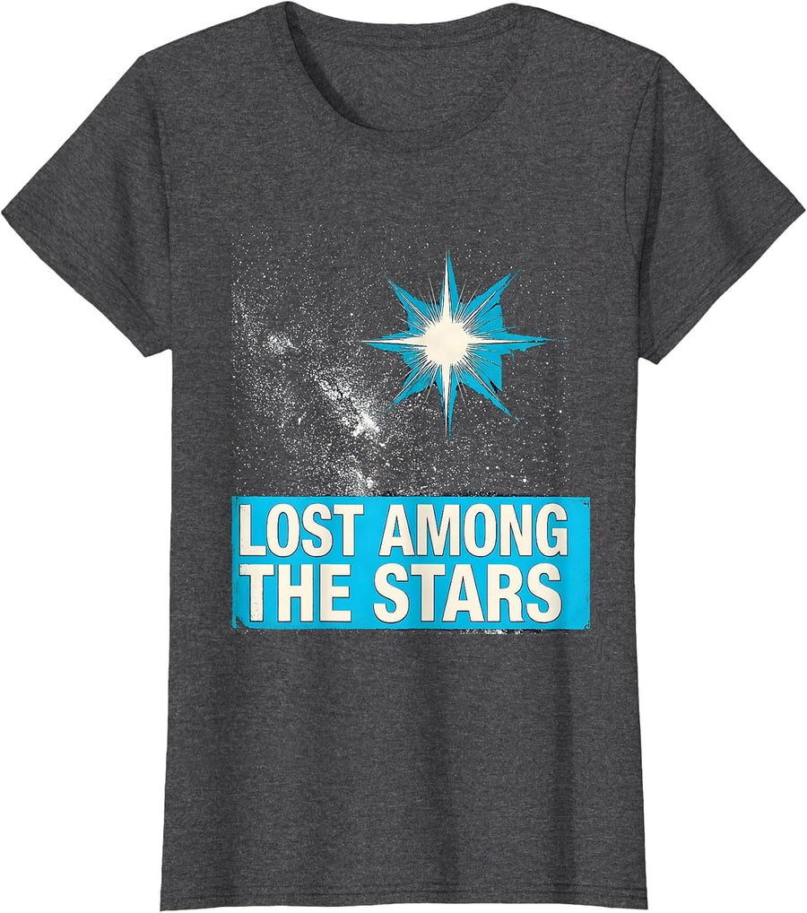Women's Lost Among the Stars Celestial Night Sky Design T-Shirt - Dark Heather Grey