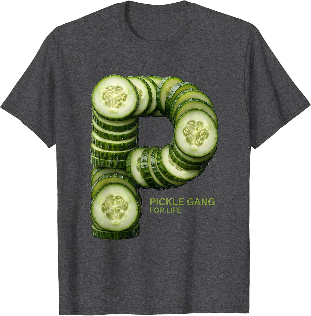 Pickle Gang For Life Funny Pickle Lover Design T-Shirt - Dark Heather Grey