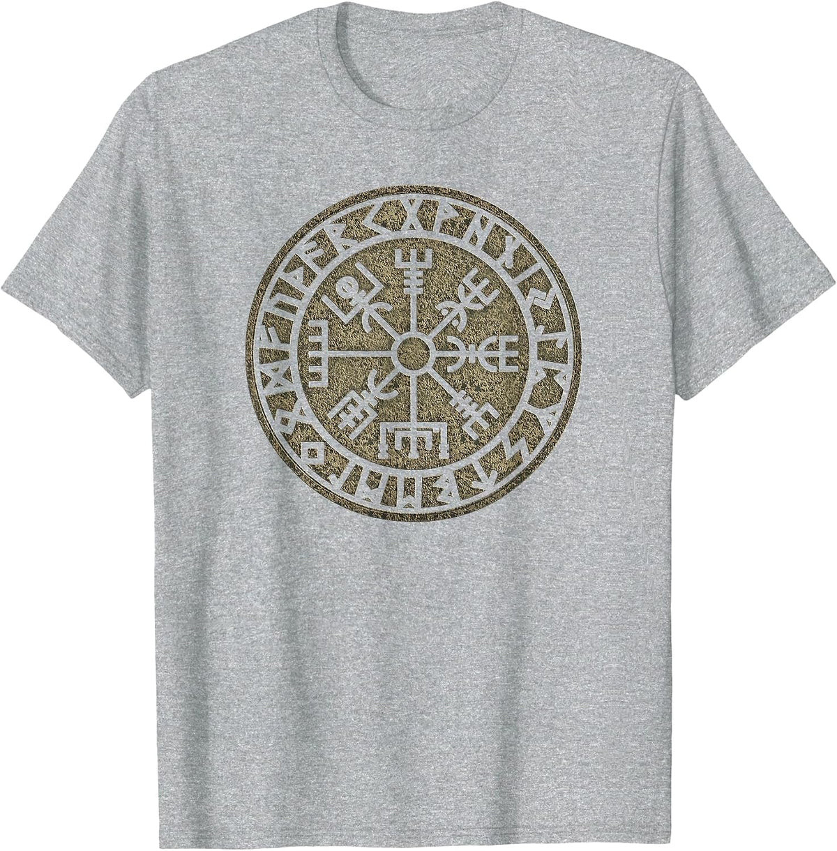 Vegvisir Viking Compass Runes Nordic Celtic Protection T-Shirt - Heather Grey