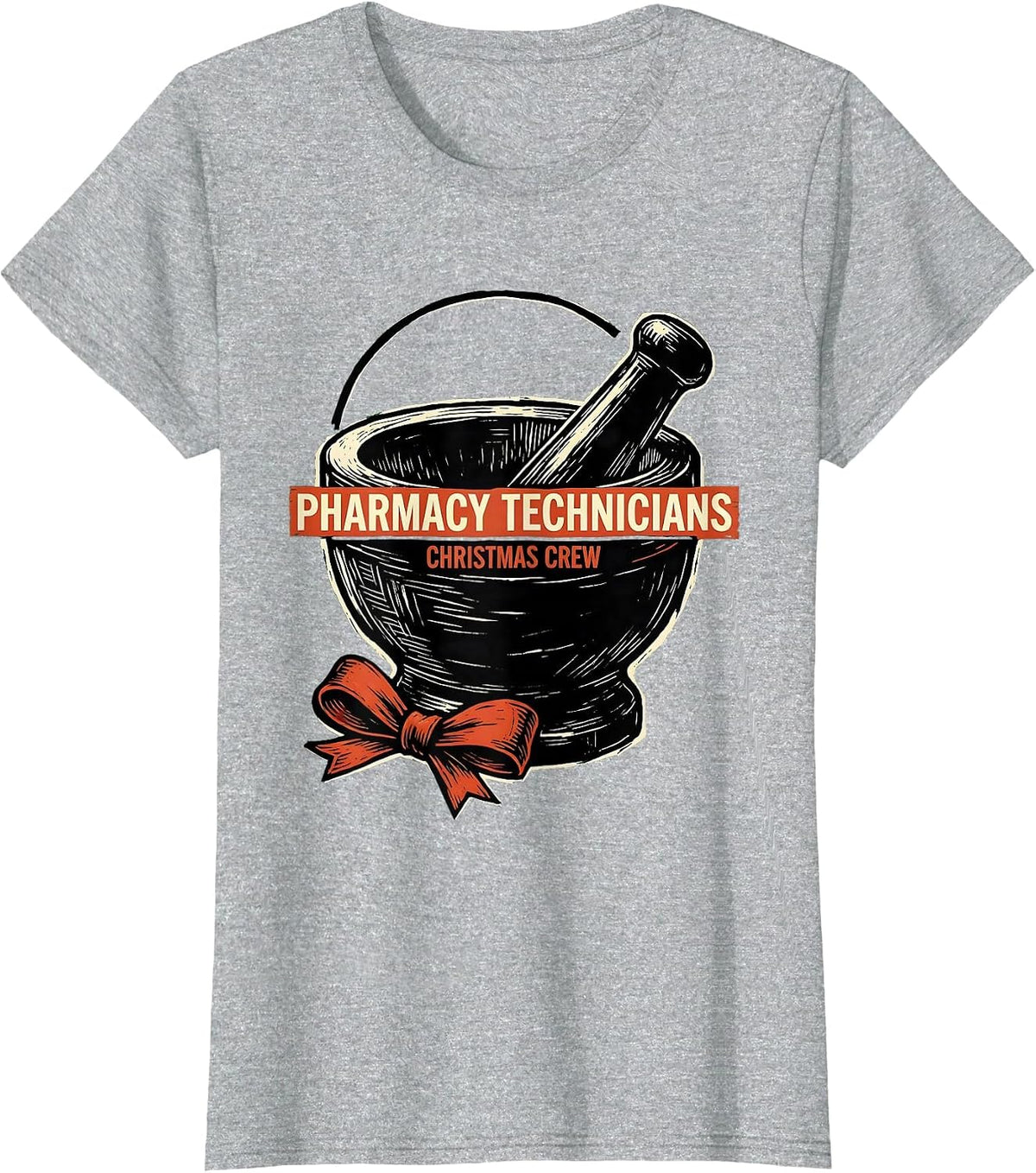 Pharmacy Technicians Christmas Crew Funny Pharmacy Tech T-Shirt - Heather Grey