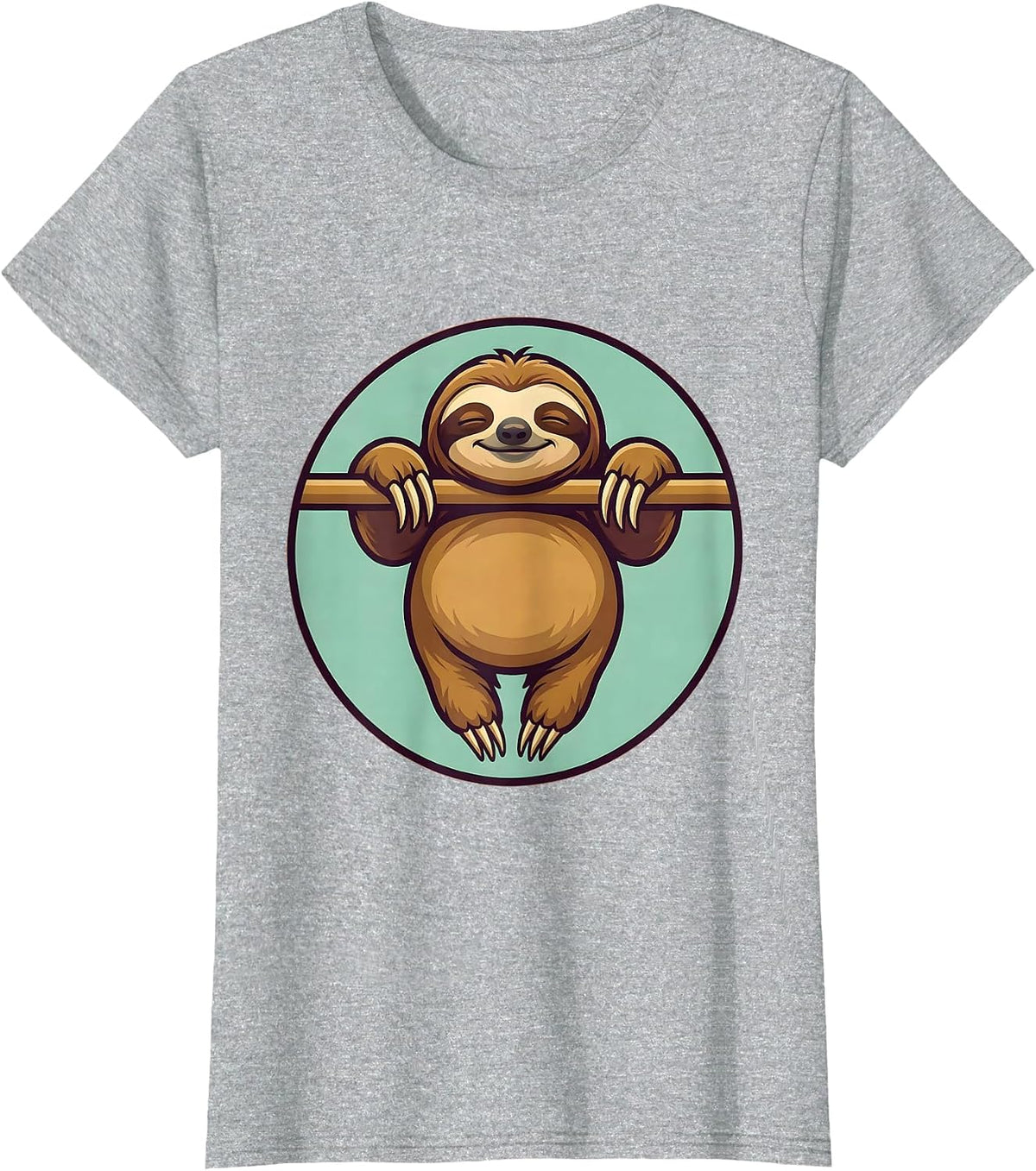 Lazy Sloth Pull-Up Bar Funny Workout Graphic T-Shirt - Heather Grey
