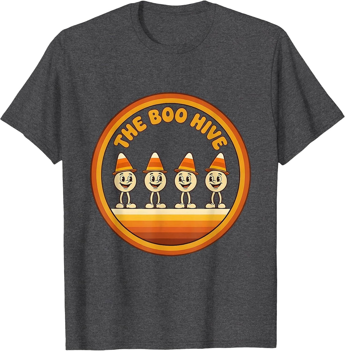 Men's The Boo Hive Retro 70s Halloween Dental Hygienist Pun Humor T-Shirt - Dark Heather Grey