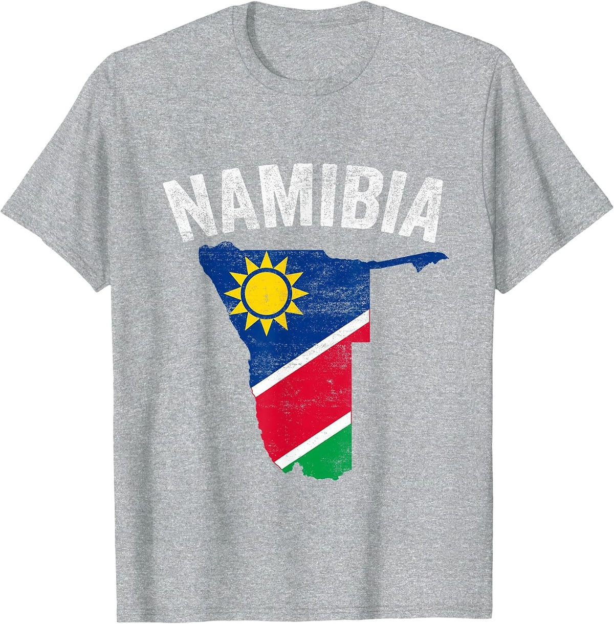 Distressed Retro Namibia Flag Namibia Map Patriotic T-Shirt - Heather Grey